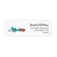 Adresse de retour de voiture Blue Vintage Race