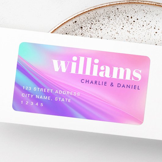 Étiquette Adresse de retour dégradé pastel rose violet tenda