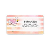 Étiquette Adresse de retour des bandes de Flamant rose rose  (Devant)