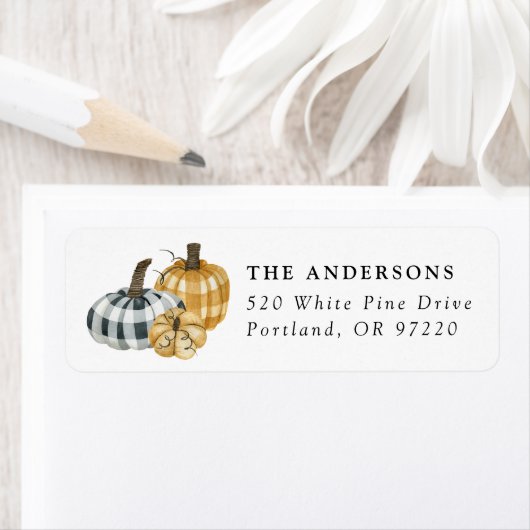 Étiquette Adresse de retour des Citrouilles aquarelles (En situation)