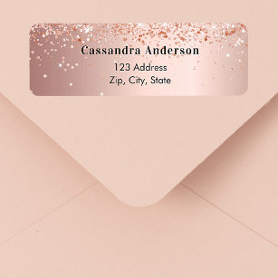 Étiquette Adresse de retour des confettis en or rose