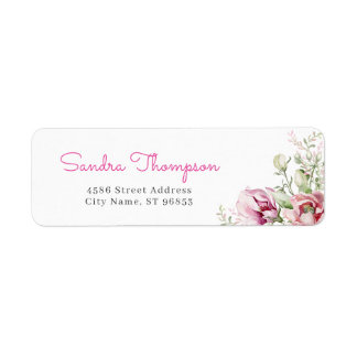Étiquette Adresse de retour des fleurs d'aquarelle