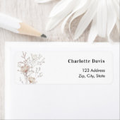 Étiquette Adresse de retour des fleurs sauvages crème de Pék (En situation)