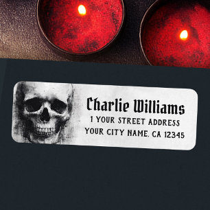 Étiquette Adresse de retour d'Halloween crâne effrayant