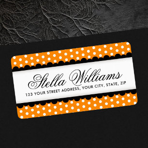 Étiquette Adresse de retour d'Halloween orange et noir