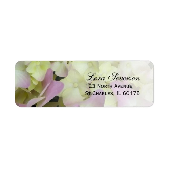 Étiquette Adresse de retour d'hortensia presque rose