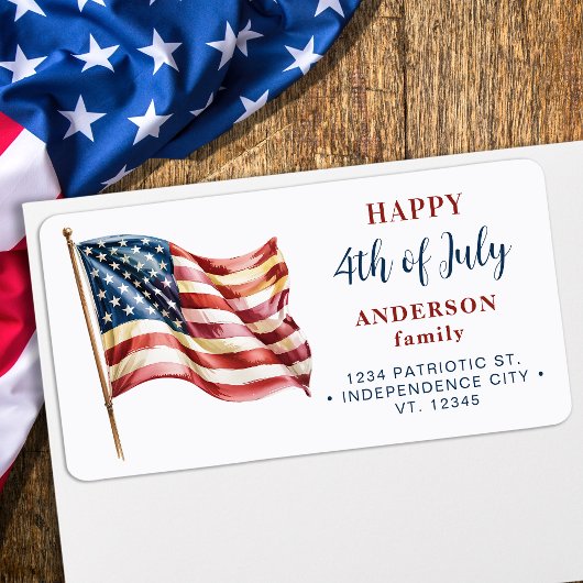 Étiquette Adresse de retour d'indicateur américain 4 juillet