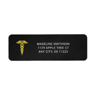 Étiquette Adresse de retour d'infirmière, caducée médical