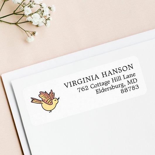 Étiquette Adresse de retour d'oiseaux mignon