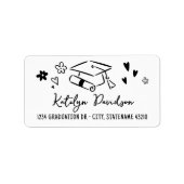 Étiquette Adresse de retour doodle de remise de diplômes (Devant)