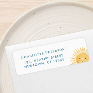 Étiquette Adresse de retour du Baby shower à thème Sun