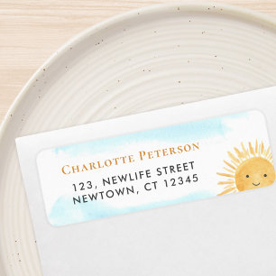 Étiquette Adresse de retour du Baby shower à thème Sun