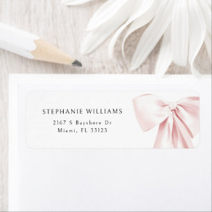 Étiquette Adresse de retour du Baby shower Bow rose pâle