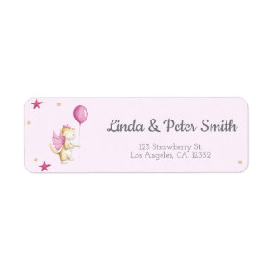 Étiquette Adresse de retour du Baby shower de dragon rose