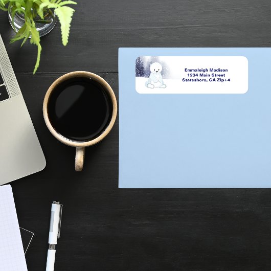 Étiquette Adresse de retour du Baby shower d'ours polaire