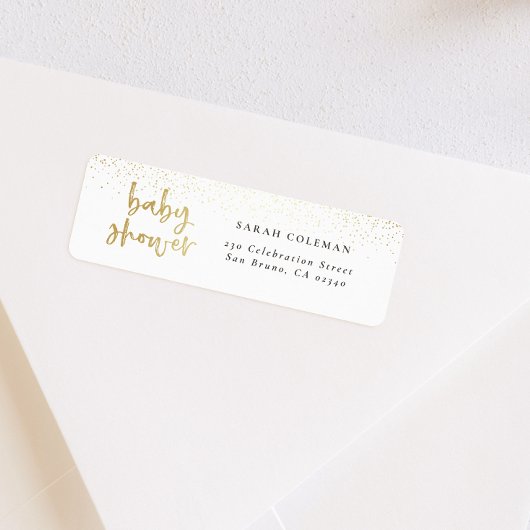Étiquette Adresse de retour du Baby shower or brossé