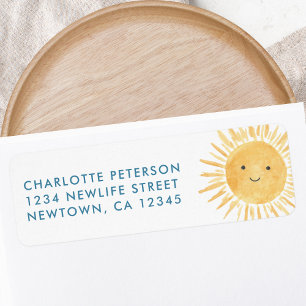 Étiquette Adresse de retour du Baby shower Sun
