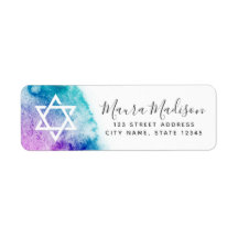 Adresse de retour du bat mitzvah d'aquarelle viole