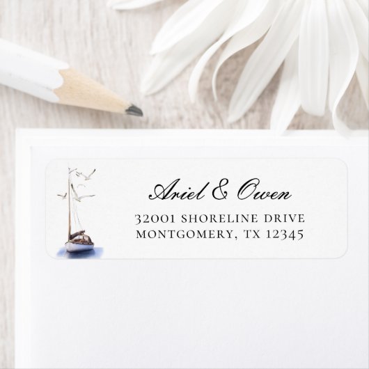 Étiquette Adresse de retour du bateau vintage (En situation)