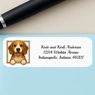 Étiquette Adresse de retour du Beagle heureux