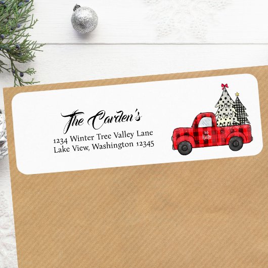 Étiquette Adresse de retour du camion de Noël