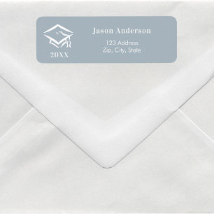 Étiquette Adresse de retour du capot de graduation blanc ble