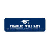 Étiquette Adresse de retour du capuchon de graduation bleu f (Devant)