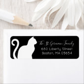 Étiquette Adresse de retour du chat blanc (En situation)