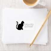 Étiquette Adresse de retour du chat noir (En situation)