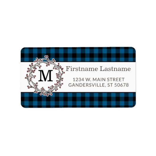 Étiquette Adresse de retour du chèque de pays bleu personnal (Devant)