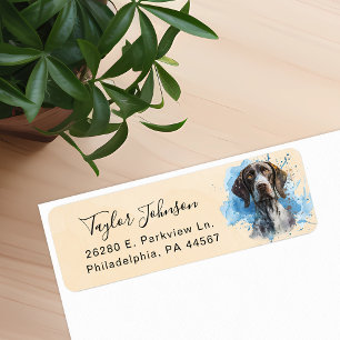 Étiquette Adresse de retour du chien pointer allemand à poil