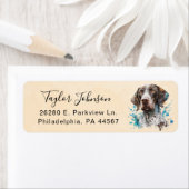 Étiquette Adresse de retour du chien pointer allemand à poil (En situation)