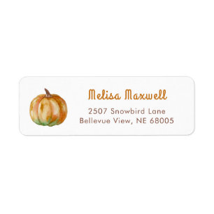 Étiquette Adresse de retour du Citrouille aquarelle