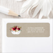 Étiquette Adresse de retour du citrouille blanc à fleurs de  (En situation)