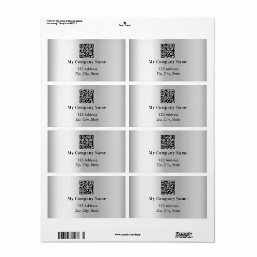 Étiquette Adresse de retour du code qr de l'entreprise Silve (Feuille entière)