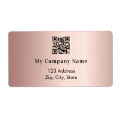 Étiquette Adresse de retour du code qr d'entreprise or rose (Devant)