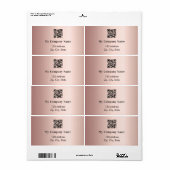 Étiquette Adresse de retour du code qr d'entreprise or rose (Feuille entière)