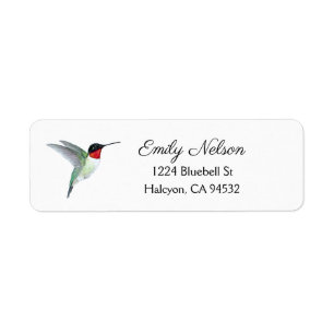 Étiquette Adresse de retour du colibri à gorge rubis