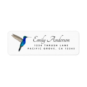 Étiquette Adresse de retour du colibri à ventre saphir