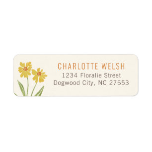 Étiquette Adresse de retour du Fleur sauvage jaune illustrée