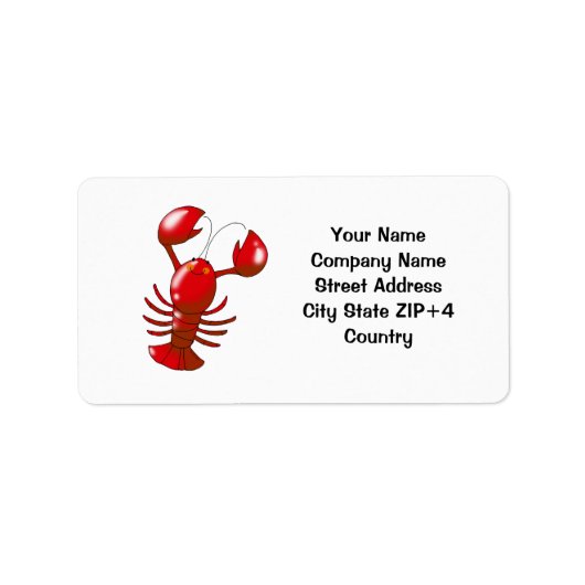 Étiquette Adresse de retour du homard rouge à dessin (Devant)