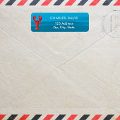 Étiquette Adresse de retour du homard rouge bleu