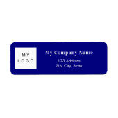 Étiquette Adresse de retour du logo commercial bleu marine (Devant)