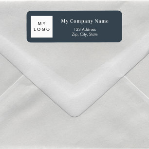 Étiquette Adresse de retour du logo commercial gris charbon