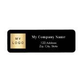 Étiquette Adresse de retour du logo d'entreprise blanc noir (Devant)
