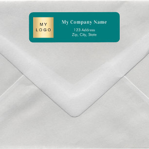 Étiquette Adresse de retour du logo d'entreprise vert turquo