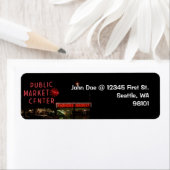 Étiquette Adresse de retour du marché public de Seattle vint (En situation)