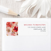 Étiquette Adresse de retour du Mariage Abstrait gras rouge e (En situation)