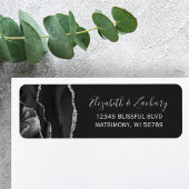 Étiquette Adresse de retour du Mariage d'âge d'argent noir c