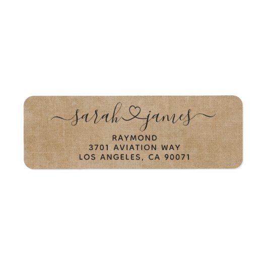 Étiquette Adresse de retour du Mariage d'amour connectée par (Devant)